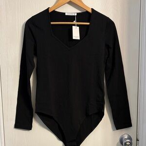 Mango Black Long Sleeve Bodysuit